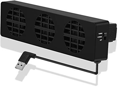 Annadue Professioneller Kühler für Switch NS, USB Kühler DREI Lüfter Spielekonsole Kühlbasis Langlebiger Ständer mit drehzahlverstellbarem Schalter, Schwarz