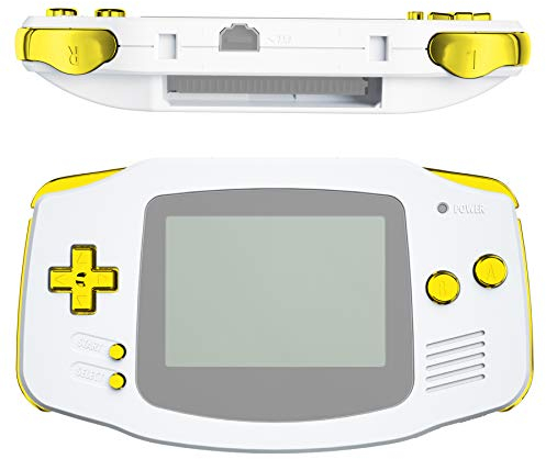 eXtremeRate Glossy Buttons Kit für Gameboy Advance Console, DIY-Ersatzteile Knöpfe A/B/L/R Start/Select/Power D-pad Tasten kompatibel mit Nintendo GBA(Chrome Gold)-Keine Konsole