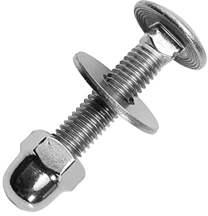 Schlossschrauben M6x35/35 mm mit Hutmuttern hohe Form & großen Unterlegscheiben M6 aus Edelstahl A2 (20 Stück) | Flachrundschrauben - Kappenmuttern - Beilagscheiben von MESAROS®