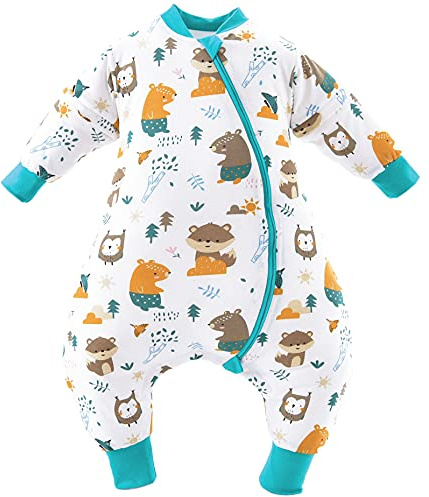 Chilsuessy Saco de dormir de invierno para bebé, con pies, para niños pequeños, todo el año, invierno, para niños y niñas, zoológico del bosque/2.5 tog, 70/bebé altura 80-90 cm