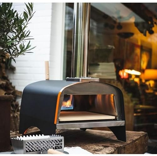 Ezooza Horno para pizza y pan Ventura híbrido alimentado con leña, gas o pellet. de acero inoxidable. Temperatura máxima 500 °C. Color: acero