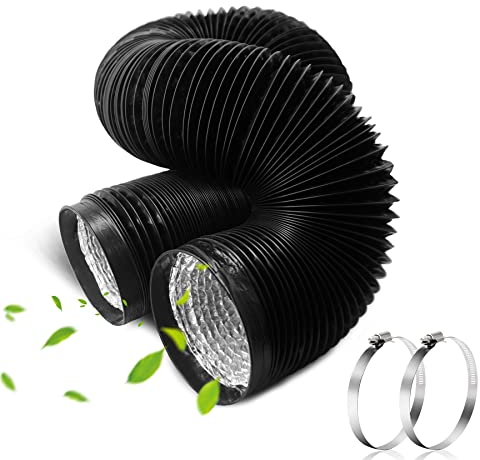 150mm Alu Flexrohr Länge 3M PVC Alurohr Lüftungsschlauch Schlauch mit 2 Schlauchschelle Edelstahl für Klimaanlagen, Rohrventilator, Wäschetrockner