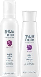 Marlies Möller Haarpflegeset: Daily Mild Shampoo 200 ml + Strong Styling Foam 200 ml, Nährend, 1 Stk.