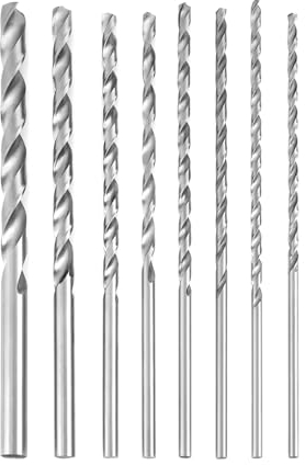 Juego de Brocas de 8 Piezas, Brocas Helicoidales de Vástago Recto de Acero de Alta Velocidad Extralargas de 200 Mm 4-10 Mm de Diámetro Juego de Brocas en Espiral de Alta Dureza Herramienta de Perforac