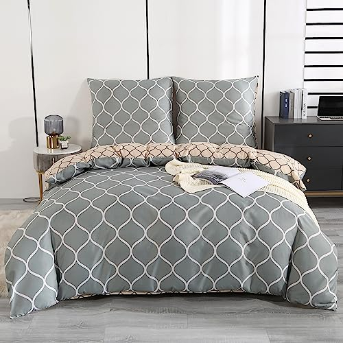 Moosfor Bettwäsche 135x200 4teilig Set, Mikrofaser Bettbezug 135x200 cm mit 80x80 cm Kissenbezug, modern bettwäsche-Sets mit Reißverschluss, Marokko