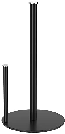 Küchenrollenhalter Schwarz Stehend, Küche Papierhandtuchhalter für Standard und Große Rollen für Küche und Esstisch Arbeitsplatte, Küchenrollenhalter Ohne Bohren für Küche Aufbewahrung & Organisation