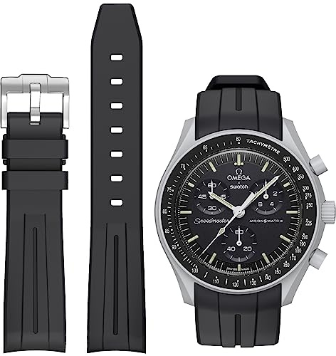 BONACE Bracelet pour Omega x Swatch,Courbe Sans Soudure Silicone Bracelet pour Swatch Omega Moonswatch Speedmaster Remplacement de Montre 20mm