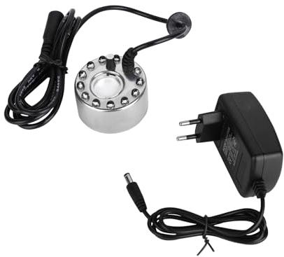 Hangrow Nébuliseur à ultrasons avec 12 lumières colorées, 24 V, nébuliseur à ultrasons pour étang, machine à fumée, mini machine à fumée pour aquariums de pierre avec lumières colorées (B)