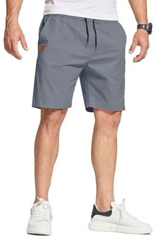 JustSun Short Homme Ete Coton Chino avec Poches Taille Elastique Short Court Homme