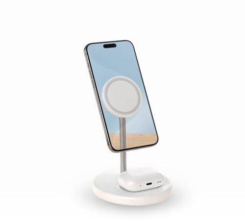 Soporte de Cargador inalámbrico, estación de Carga de Escritorio - 15 W, Plataforma de Carga conectada magnéticamente, Carga de identificación por inducción automática con certificación Qi