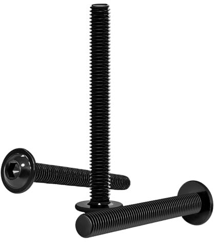 HONPHIER 12 Pièces M6 x 55mm Vis à Six Pans Creux Boulons à Six Pans Acier Inoxydable Vis à Tête Bombée avec Bride Tete Ronde Noir Pour Meubles équipements Mécaniques