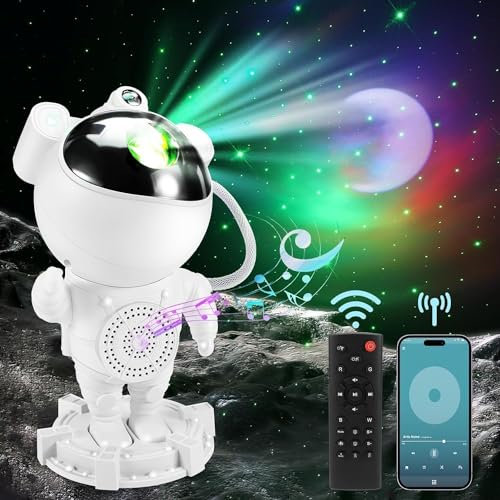 FotuYogo Astronaut Star Projector Night Light for Bedroom with Bluetooth Music, Nebula Galaxy Ceiling Led Light Projector with Timer and Remote, Starry Lamp for Gaming Room, Home Theater
