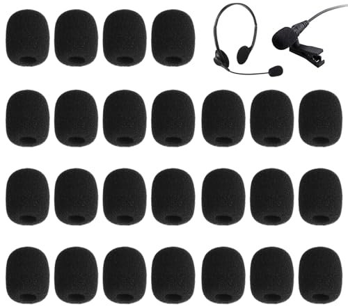 25 Stück Mikrofon Windschutz, Schwarz Popschutz Mikrofon, Mini-mikrofon Headset Windschutzscheibe, Mikrofon Schaumstoff Spuckschut für Klein Mikrofon,Lavalier-Kopfhörer