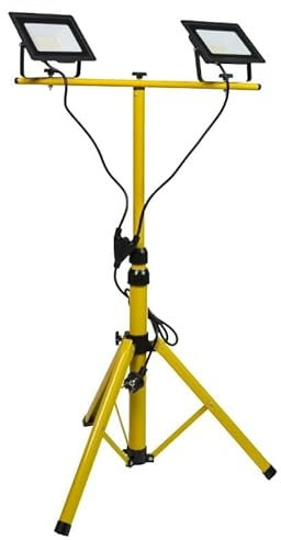 Latrans LED Baustrahler mit Stativ 100W Doppel 2x 50W Strahler 6500K Arbeitsleuchte Arbeitsscheinwerfer 5m Bauscheinwerfer Baustellenlampe innen außen höhenverstellbar (Gelb)