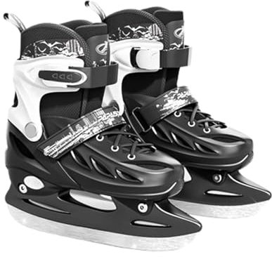 LuminescentDream Patins à Glace Professionnels pour débutants Hommes et Femmes Patins à Glace réglables Patins À Glace avec Système De Laçage Rapide Et Boucle À Poussoir pour Un Maintien Sûr