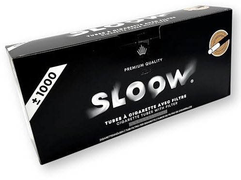 SLOOW Boîte de 1000 Tubes à Cigarettes, Préservation des Saveurs, Filtration et Tirage Optimaux, Fabrication Européenne, Qualité Premium, Compatibles Toutes Machines à Tuber, 41682017