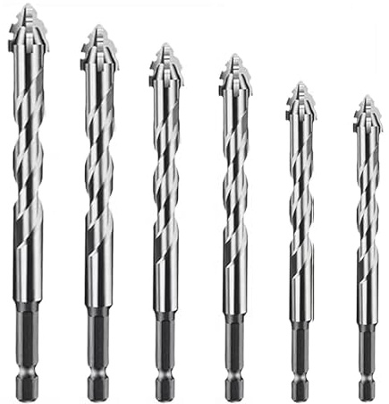 DmDoyy 6 Pcs Juego De Brocas De Carburo De Tungsteno, Brocas Porcelanico, Juego De Brocas Profesional 4/5/6/8/10/12 Mm, Para Azulejos, Metal, Pared, Ladrillo, Vidrio, Plástico, Madera