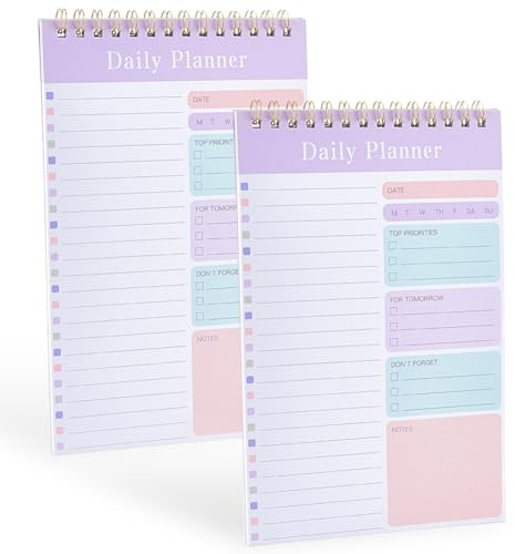BEAMARKER 2 Bloc Notes A5 Non Daté Agenda Quotidien 60 Feuilles Rectangulaire Lilas pour la Maison Le Bureau Les Fournitures Scolaires pour Les Tâches la Liste de Contrôle la Définition des Objectifs
