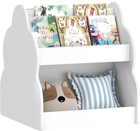 AIYAPLAY Kinderregal, Kinder-Bücherregal mit Rädern 54 x 50 x 56 cm Weiß