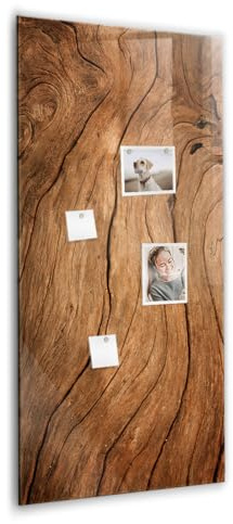 Tableau blanc verre trempé magnétique | écriture fluide et effaçable | inclut aimants néodyme ultra forts, marqueur et éponge | pour maison, bureau, école - 60x120 - Vieux bois