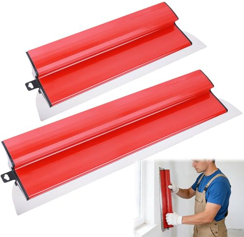 GAESHOW 40cm+60cm Spatole per Stucco con Impugnatura a Forma di Z, con lama in Acciaio Inossidabile da 0,35 mm, Kit Spatole Professionali per Lisciatura, per Intonacare Pareti e Soffitti (40cm+60cm)