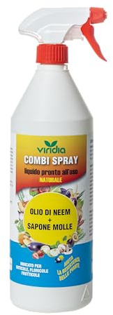 viridia Combi Spray 1000 ml – Olio di Neem + Sapone Molle di Potassio – Potenziatore Difese Piante, Azione Repellente e Rivitalizzante - Pronto all'uso e Naturale