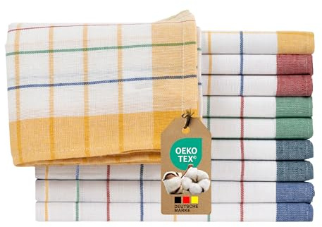 Loomiva 10er Set Geschirrtuecher 50x70 cm | Mix Farbe für Haushalt und Küche | 100% Baumwolle | Öko-TEX Standard 100