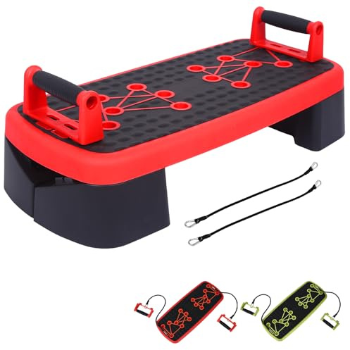 XN8 Aerobic Stepper - Multi-Function Push-Up Board - Non-Slip Step Platform with Resistance Bands & Handles for Cardio, Full Body, Home Gym Workouts, Men & Women Strength Training