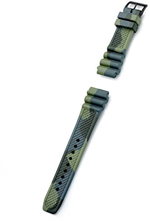 KHS Diverband Uhrenband Camouflage/Olive, Ersatzarmband, PU, Länge 23cm, Stegbreite 22mm, EBDC3.22, Uhrenarmband