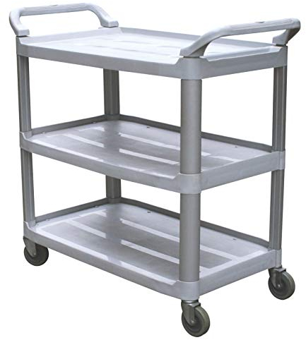 Chiner - Chariot de service 3 niveaux robuste | Transport multifonction pour restauration et hôtel | Mobilité facile à 4 roues, gris, polypropylène