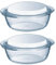 Pyrex Essentials Glass Round Casserole Dish with Lid 1.0L Transparent (Pack of 2)