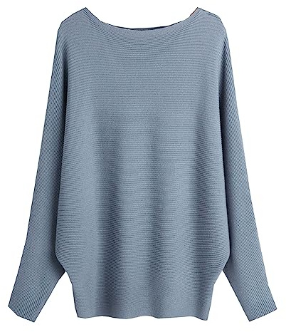 Suéter para mujer, sin hombros, manga de murciélago, corte holgado, suéter de un solo color, parte de arriba., Talla única
