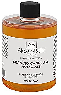 AB Alessio Boltri - Ricarica Diffusore Ambienti 500ml, Fragranza Arancio e Cannella, Profumatore Casa Luxury, Made in Italy (Arancio Cannella)