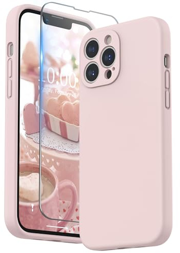 SURPHY Coque Silicone Liquide Compatible avec iPhone 13 Pro Max, Protection Individuelle pour Chaque Objectif Épaissie Premium Etui pour iPhone 13 Pro Max 6,7 Pouces, Rose