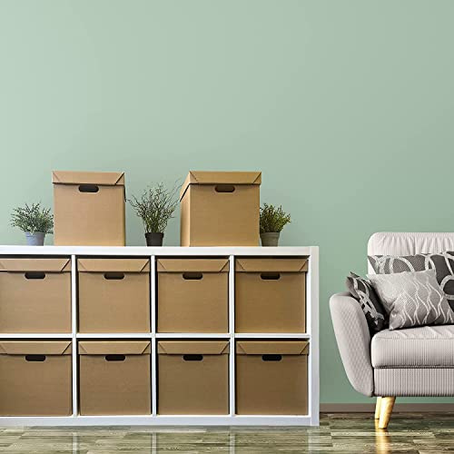 Direct Global Trading Pack of 20 Strong Cardboard Cube Storage Boxes with Lid and Handles 32cm x 32cm x 32cm