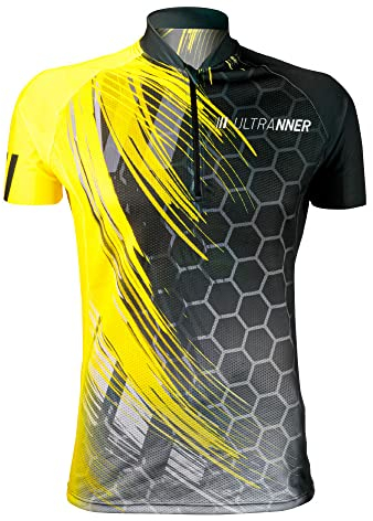 ULTRANNER - BERNIA | Herren Radtrikot Kurzarm - Ultraleichtes Atmungsaktives Sport T-Shirt - Fahrradtrikot zum Rennradfahren, MTB, Traillauf - Neonfarbig für Bessere Sichtbarkeit