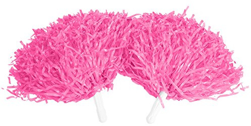 Ausla 2 pcs Cheerleading Poms, Cheerleading Cheerleader Pompoms PE Cheerleading Pom Poms Pompoms Cheerleader Sport Dance Party Useful Accessories(Pink)