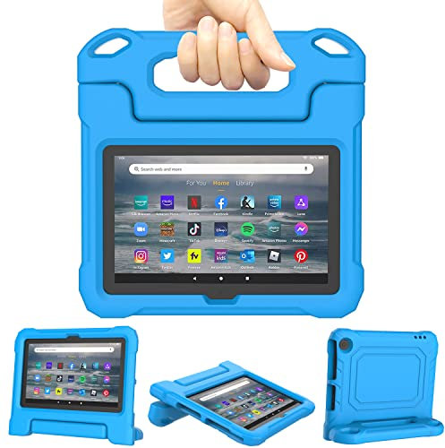 Amazon Fire 7 Tablet Case Kids 2022, Kindle Fire 7 Case (All-New 12th Generation, 2022 Release) - TrendGate Lightweight Shockproof Kid-Proof Cover with Handle Stand for Fire 7 Kids Tablet - Blue