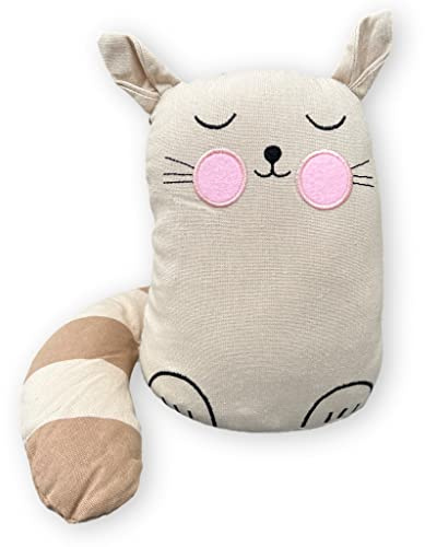 MIJOMA Butoir de porte en tissu peluche - 1 kg - Design amusant qui attire tous les regards pour une décoration élégante (chat de bande dessinée - beige)