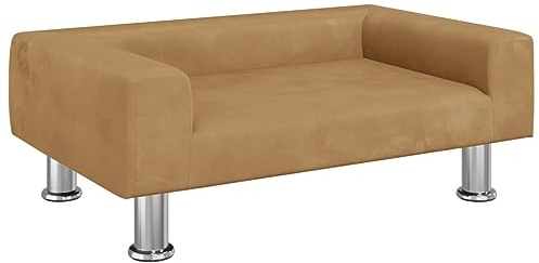 vidaXL Hundebett, Hundekissen mit weicher Polsterung, Hundesofa Hundecouch für kleine Hunde Haustiere, Haustierbett Katzenbett, Braun Samt