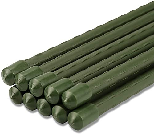 Green Garden Plant Stakes 60CM Coated Steel Shrub/Vine Support Spikes (11x60cm pack of 12)