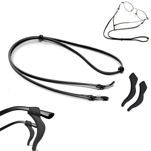 AnaTI Brillenband, Universal Brillenkette, Einstellbarer Brille Cord für Damen und Herren mit 1 Paar Brillenbügel