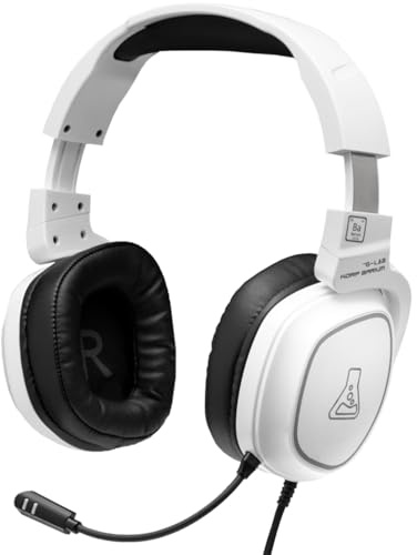 The G-Lab Korp Barium – Gamer-Kopfhörer mit hochwertigem Stereo-Sound, Flexibles Mikrofon, 3,5-mm-Klinke, drehbare Ohrmuscheln Ultra Komfort – Gaming-Kopfhörer PC / PS4 / PS5 / Switch – Weiß – 2024