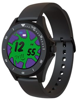 TECHMADE Barnsmartwatch, samtal, aviseringar, SOS-knapp, stoppur, stegräknare, vattentålig med watchface för inlärningstid (svart)