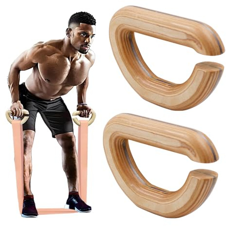 J Bryant Kraftiga motståndsband i trä, mångsidiga träningshandtag med halkfria grepp för hemmagym, pilates, styrketräning och helkroppsträning – 1 par
