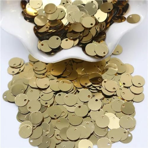 Lose PVC-Pailletten mit Loch, Pailletten, 20 mm, lose, runde, große silberne Pailletten, 2 cm Löcher, Konfetti, DIY, Hochzeit, Schmuck, Kleidung, Taschenzubehör, S, 10 g(Light gold,20mm 10g)