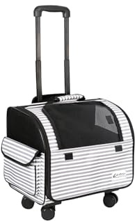 Galatée Sac De Transport pour Chien avec roulettes Amovibles, Sac De Transport Approuvé par Les Compagnies Aériennes, Sac Pliable pour Chat avec Filet Respirant, Poussette pour Animaux(Blanc)