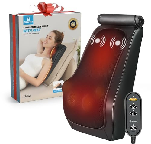 COMFIER Nackenmassagegerät mit Wärme, Shiatsu Massagegerät 4D Knet Rückenmassagegerät, Massagekissen für Nacken, Schulter Rückenschmerzen, Geschenke für frauen
