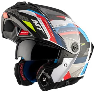 MT Helmets Atom 2 SV, Casco moto Modular Flip-Up, Visor Solar Retráctil, Interior Lavable, Preparado Intercomunicador UCS, Bloqueo frontal, Visor con posición Ventilación, Homologado ECE 22.06 & DOT