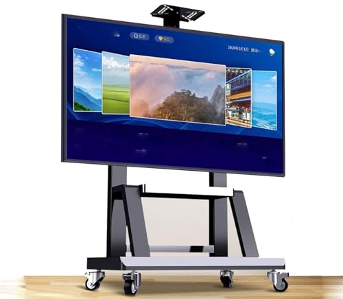 Mobile Stand - Rolling TV Floor Stand - Portable TV Trolley - Height Adjustable Tall Rolling TV Stand on Casters Cart Trolly, for 40-100 Inch Flat Screens, Load 150kg